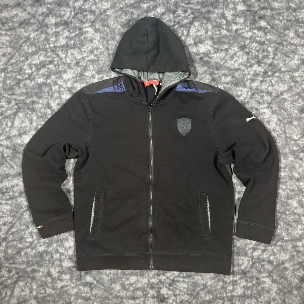 Puma Sport Lifestyle Ferrari Jacket Mens Large Black Zip Up Hoodie Racing